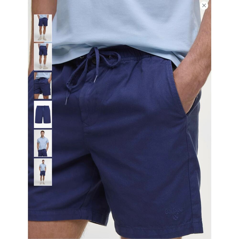 Barbour Men's Relaxed Fit Cotton Oxford Cloth Drawstring‎ Chino Shorts Blue 2XL